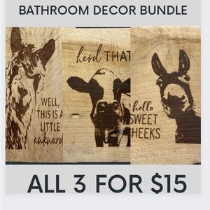 3 piece animal bathroom decor bundle ALL 3 FOR $15